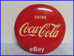 Vintage Drink Coca Cola Coke Metal Button 12 Soda Sign AM 8-52 1952