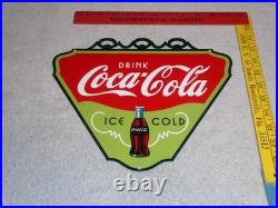 Vintage Drink Coca Cola Ice Cold? Bottle 11 3/4 Metal Soda Coke Gas Oil Sign