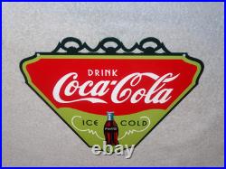 Vintage Drink Coca Cola Ice Cold? Bottle 11 3/4 Metal Soda Coke Gas Oil Sign