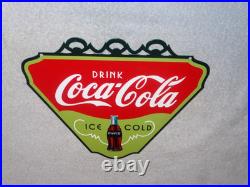 Vintage Drink Coca Cola Ice Cold? Bottle 11 3/4 Metal Soda Coke Gas Oil Sign