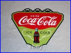 Vintage Drink Coca Cola Ice Cold? Bottle 11 3/4 Metal Soda Coke Gas Oil Sign