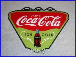 Vintage Drink Coca Cola Ice Cold? Bottle 11 3/4 Metal Soda Coke Gas Oil Sign