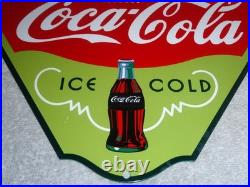 Vintage Drink Coca Cola Ice Cold? Bottle 11 3/4 Metal Soda Coke Gas Oil Sign
