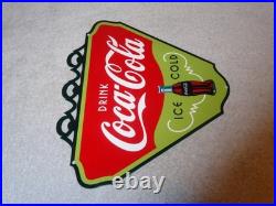 Vintage Drink Coca Cola Ice Cold? Bottle 11 3/4 Metal Soda Coke Gas Oil Sign