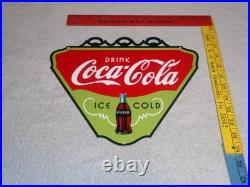 Vintage Drink Coca Cola Ice Cold? Bottle 11 3/4 Metal Soda Coke Gas Oil Sign