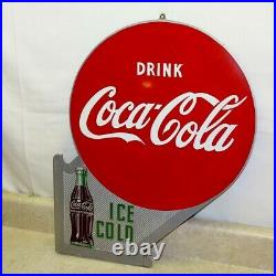 Vintage Drink Coca-Cola, Ice Cold Double Sided Flange Sign, Metal, A-M 4-51