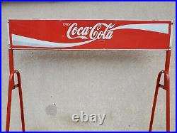 Vintage Drink Coca Cola Metal Sign Rolling Cart Case 12 pack display A