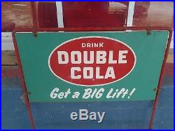 Vintage Drink Double Cola Soda Bottle Tin Metal Sign Display Rack Advertising