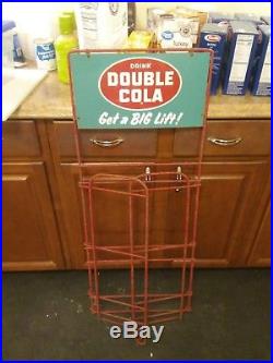 Vintage Drink Double Cola Soda Bottle Tin Metal Sign Display Rack Advertising