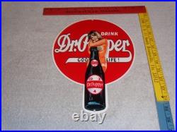 Vintage Drink Dr Pepper 10 2 4 Bottle +? Woman 12 Metal Soda Gasoline Oil Sign