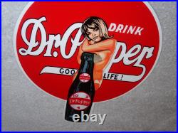 Vintage Drink Dr Pepper 10 2 4 Bottle +? Woman 12 Metal Soda Gasoline Oil Sign