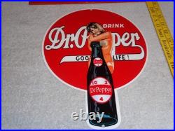 Vintage Drink Dr Pepper 10 2 4 Bottle +? Woman 12 Metal Soda Gasoline Oil Sign