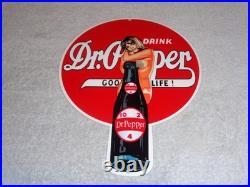 Vintage Drink Dr Pepper 10 2 4 Bottle +? Woman 12 Metal Soda Gasoline Oil Sign