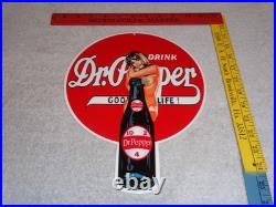 Vintage Drink Dr Pepper 10 2 4 Bottle +? Woman 12 Metal Soda Gasoline Oil Sign
