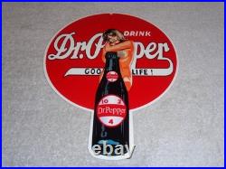 Vintage Drink Dr Pepper 10 2 4 Bottle +? Woman 12 Metal Soda Gasoline Oil Sign