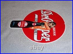 Vintage Drink Dr Pepper 10 2 4 Bottle +? Woman 12 Metal Soda Gasoline Oil Sign