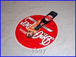 Vintage Drink Dr Pepper 10 2 4 Bottle +? Woman 12 Metal Soda Gasoline Oil Sign