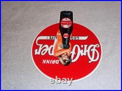 Vintage Drink Dr Pepper 10 2 4 Bottle +? Woman 12 Metal Soda Gasoline Oil Sign