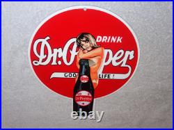 Vintage Drink Dr Pepper 10 2 4 Bottle +? Woman 12 Metal Soda Gasoline Oil Sign