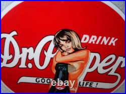 Vintage Drink Dr Pepper 10 2 4 Bottle +? Woman 12 Metal Soda Gasoline Oil Sign