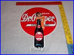 Vintage Drink Dr Pepper 10 2 4 Bottle +? Woman 12 Metal Soda Gasoline Oil Sign
