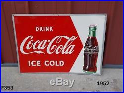 Vintage Drink Ice Cold Coca Cola Coke Soda Pop Drink Metal Sign Robertson Rare