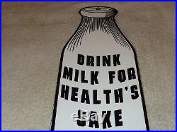 Vintage Drink Milk For Health's Sake 14 Dairy Bottle Farm Porcelain Metal Sign