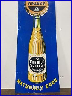 Vintage Drink Mission Orange Soda Advertising Metal Sign 25 x 9