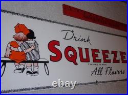 Vintage Drink Orange Squeeze Boy Girl Kissing 18 Porcelain Metal Soda Gas Sign