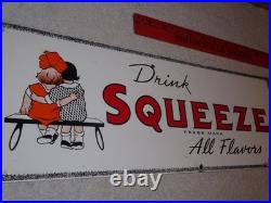 Vintage Drink Orange Squeeze Boy Girl Kissing 18 Porcelain Metal Soda Gas Sign