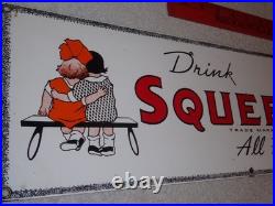 Vintage Drink Orange Squeeze Boy Girl Kissing 18 Porcelain Metal Soda Gas Sign