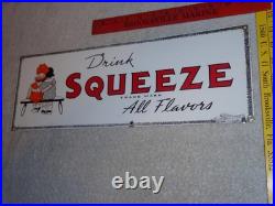Vintage Drink Orange Squeeze Boy Girl Kissing 18 Porcelain Metal Soda Gas Sign