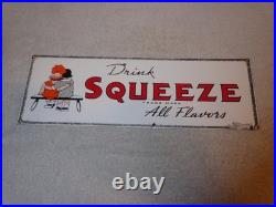 Vintage Drink Orange Squeeze Boy Girl Kissing 18 Porcelain Metal Soda Gas Sign