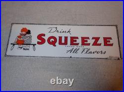 Vintage Drink Orange Squeeze Boy Girl Kissing 18 Porcelain Metal Soda Gas Sign