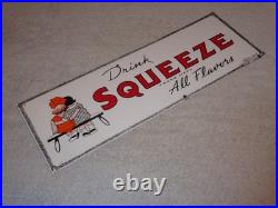 Vintage Drink Orange Squeeze Boy Girl Kissing 18 Porcelain Metal Soda Gas Sign