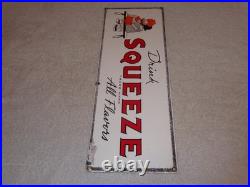 Vintage Drink Orange Squeeze Boy Girl Kissing 18 Porcelain Metal Soda Gas Sign