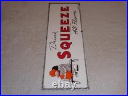 Vintage Drink Orange Squeeze Boy Girl Kissing 18 Porcelain Metal Soda Gas Sign