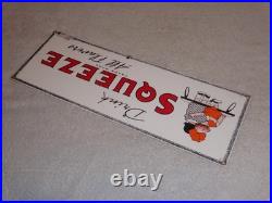 Vintage Drink Orange Squeeze Boy Girl Kissing 18 Porcelain Metal Soda Gas Sign