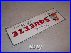 Vintage Drink Orange Squeeze Boy Girl Kissing 18 Porcelain Metal Soda Gas Sign