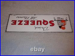 Vintage Drink Orange Squeeze Boy Girl Kissing 18 Porcelain Metal Soda Gas Sign
