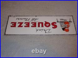Vintage Drink Orange Squeeze Boy Girl Kissing 18 Porcelain Metal Soda Gas Sign