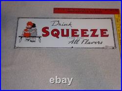 Vintage Drink Orange Squeeze Boy Girl Kissing 18 Porcelain Metal Soda Gas Sign