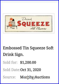 Vintage Drink Orange Squeeze Boy Girl Kissing 18 Porcelain Metal Soda Gas Sign