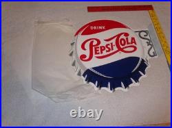 Vintage Drink Pepsi Cola Diecut 14 Metal Soda Pop Gasoline Oil Flange Sign M173
