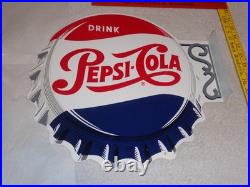 Vintage Drink Pepsi Cola Diecut 14 Metal Soda Pop Gasoline Oil Flange Sign M173