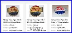 Vintage Drink Pepsi Cola Diecut 14 Metal Soda Pop Gasoline Oil Flange Sign M173