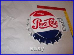 Vintage Drink Pepsi Cola Diecut 14 Metal Soda Pop Gasoline Oil Flange Sign M173