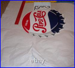 Vintage Drink Pepsi Cola Diecut 14 Metal Soda Pop Gasoline Oil Flange Sign M173