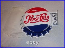 Vintage Drink Pepsi Cola Diecut 14 Metal Soda Pop Gasoline Oil Flange Sign M173