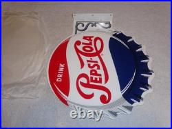 Vintage Drink Pepsi Cola Diecut 14 Metal Soda Pop Gasoline Oil Flange Sign M173